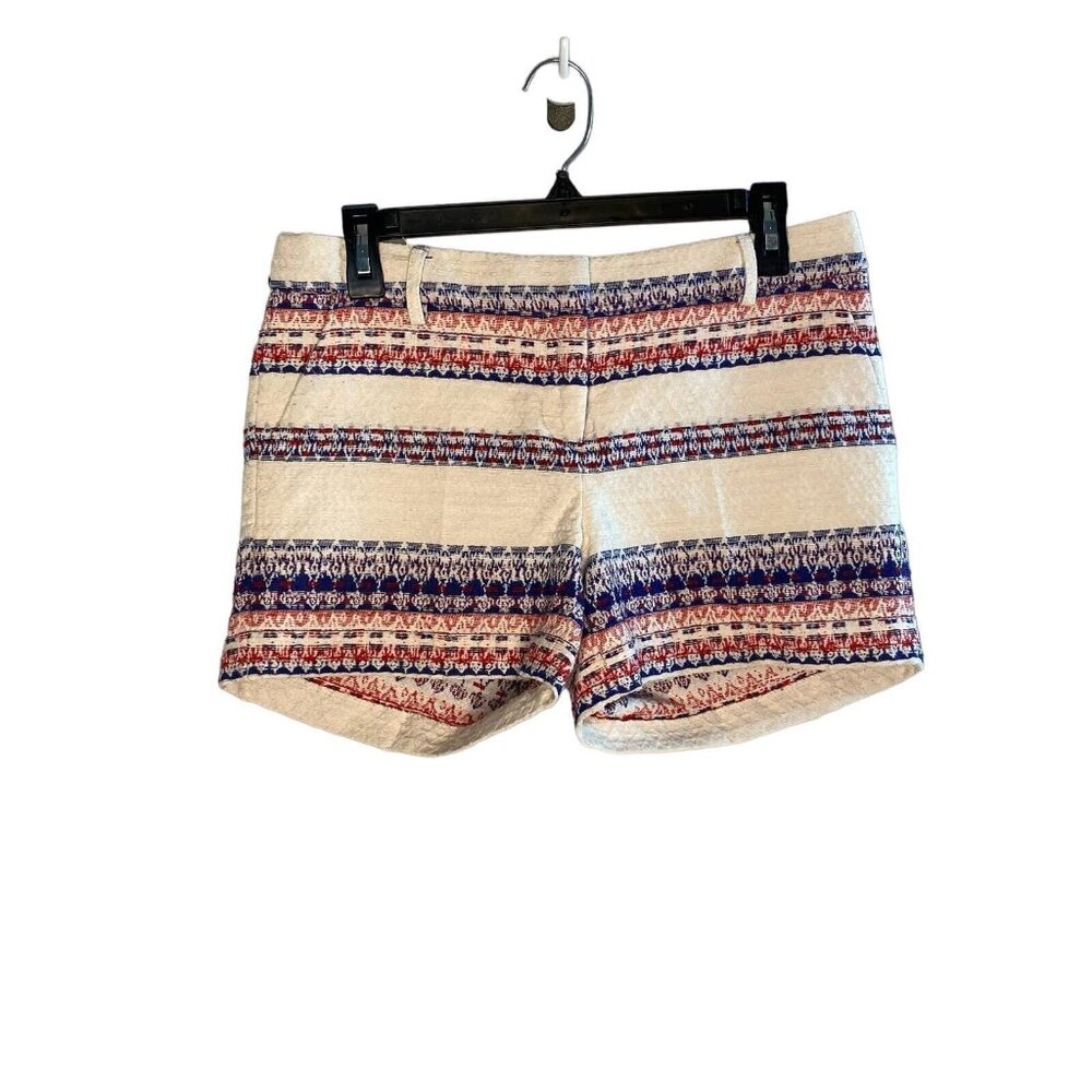 Katherine Barclay women's shorts size 6 wool blend red blue beachy textured
